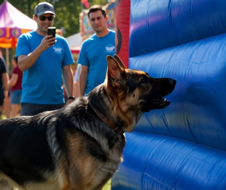 German Shepherd’s Warning at a Festival Leads to a Shocking Discovery Inside a Bounce House