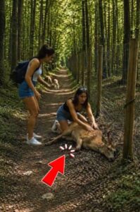 Hikers Spot Trapped Deer Along Forest Boundary and Take Immediate Action